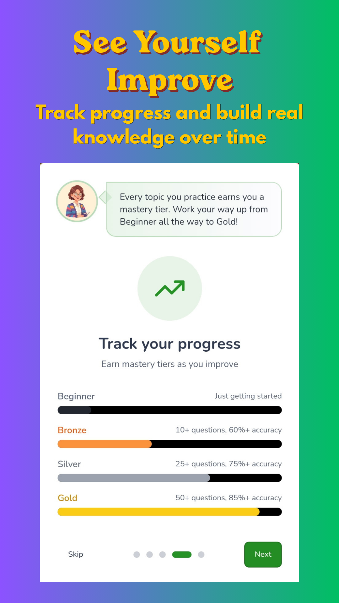 Track your progress screen